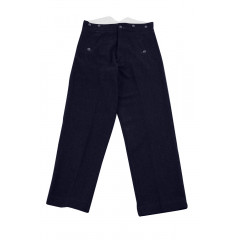 Navy blue Wool Straight Trousers