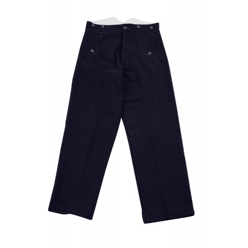 Navy blue Wool Straight Trousers